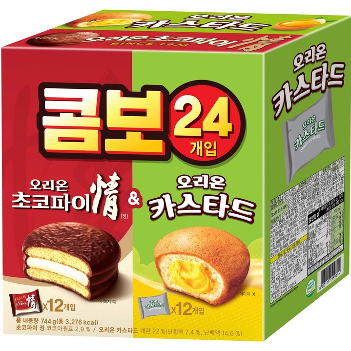 오리온 초코파이 정 39g x 12p  카스타드 23g x 12p