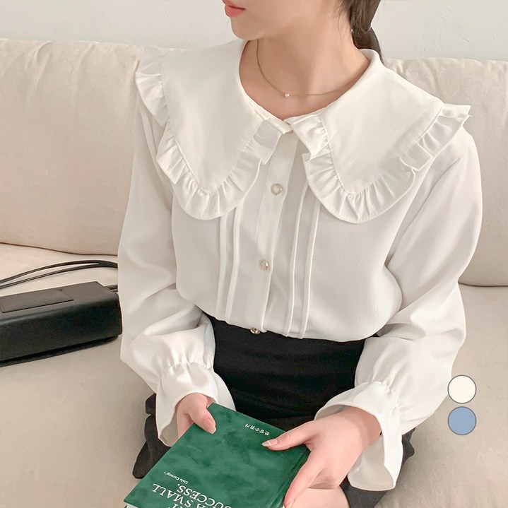 베러스윗 하프 핀턱 빅카라 블라우스