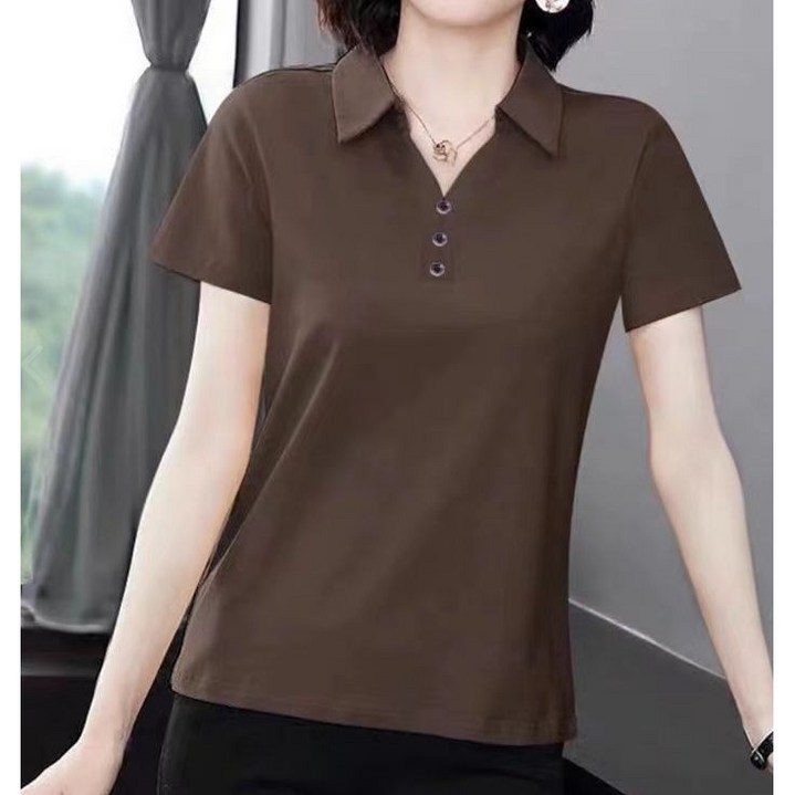 대복 여성용 브이넥 반팔 카라티 오버핏 티셔츠 5color (S~3XL)