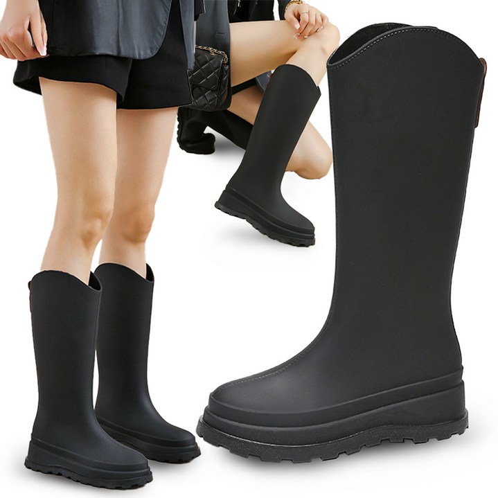 스토리원 여성 종아리 기장 롱 레인부츠 장화 방한 겨울 부츠 SHRBTS480