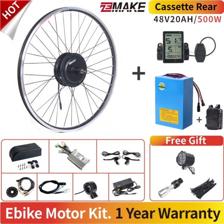 Ebike 모터 키트 배터리 휠 고속 브러시리스 기어 허브 전기 자전거 변환 프론트 프리휠