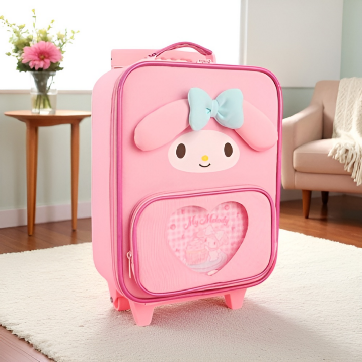 마이멜로디 어린이 여행용 캐리어 가방 아동 아기 캐릭터 유아 방수 튼튼한 파우치 수납 핑크