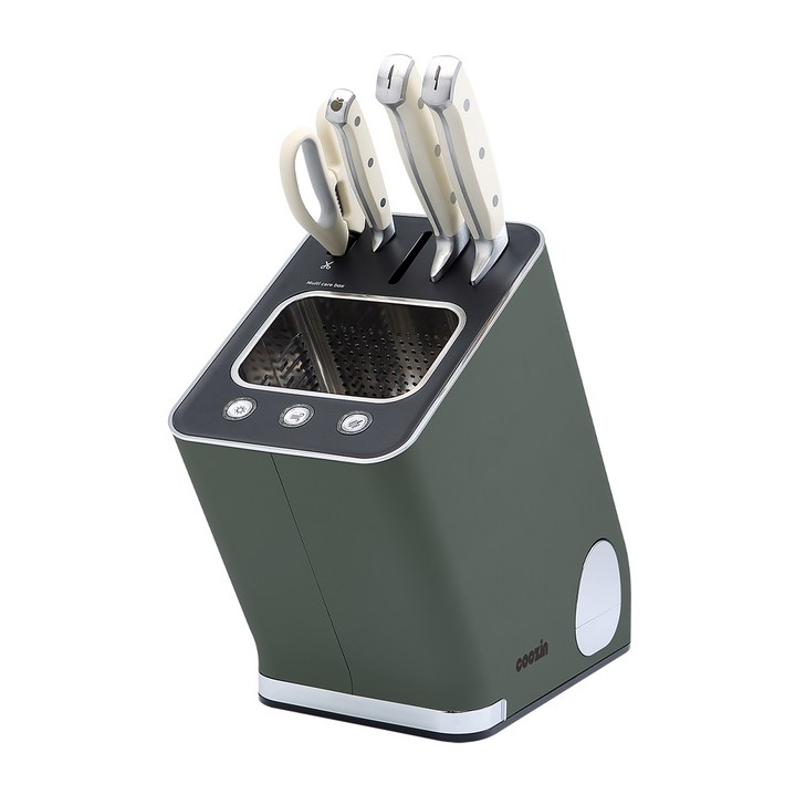 [쿠진본사] 나이프케어 시즌2 살균건조기 칼갈이 + 칼세트, 딥그린+에지리칼세트