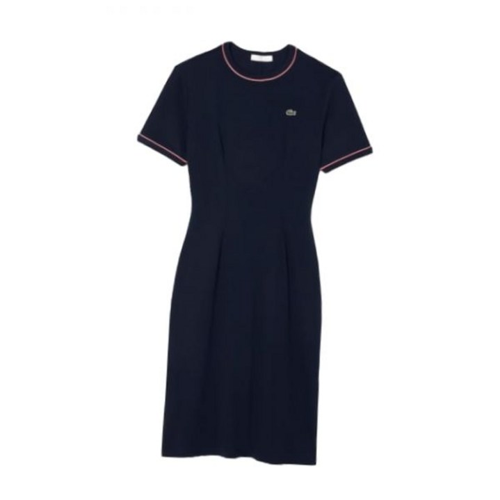 라코스테 LACOSTE 공식브랜드관 (라코스테제습제증정)(여성) 25SS 에센셜 핏앤플레어 티셔츠 드레스 EF9988-55G GWI(다크네이비) 418850