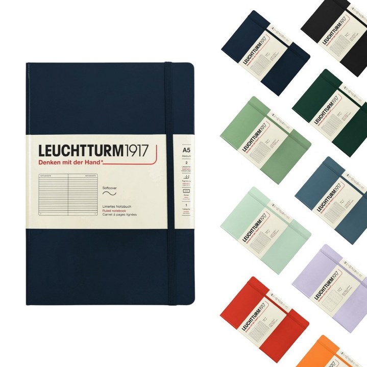 로이텀 소프트커버 미디움 A5 도트 노트, 네이비