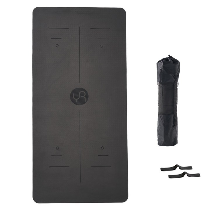 유렌 센터라인 요가매트 미끄럼방지 TPE 90cm 와이드 필라테스 운동매트, 1개, 블랙