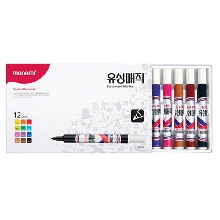 모나미 유성 매직 12색 세트, 혼합색상, 12개 모나미 유성 매직 12색 세트, 혼합색상, 12개