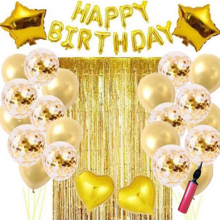 뷰라뷰 생일 파티 풍선 + 손펌프 + 풍선테이프 세트