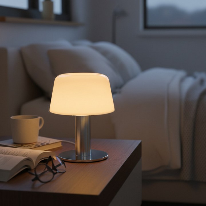 쉬폰 케이크 미드센츄리 인테리어 무선 무드등, 크림버터  실버