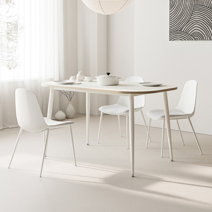 싯존 아르코 미드센츄리 식탁 1400 방문설치, 화이트, 4인용