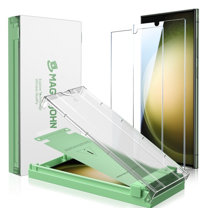 MAGIC JOHN 매직존 갤럭시 고화질 스크래치 자가복원 AR 액정보호필름 강화유리 풀커버 부착키트 2매입, 1세트