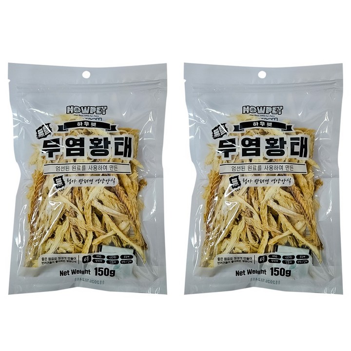 하우펫 무염황태 150g 2개 대용량 강아지간식 황태 순살 국내산 휴먼그레이드등급, 2개, 150g, 무염황태