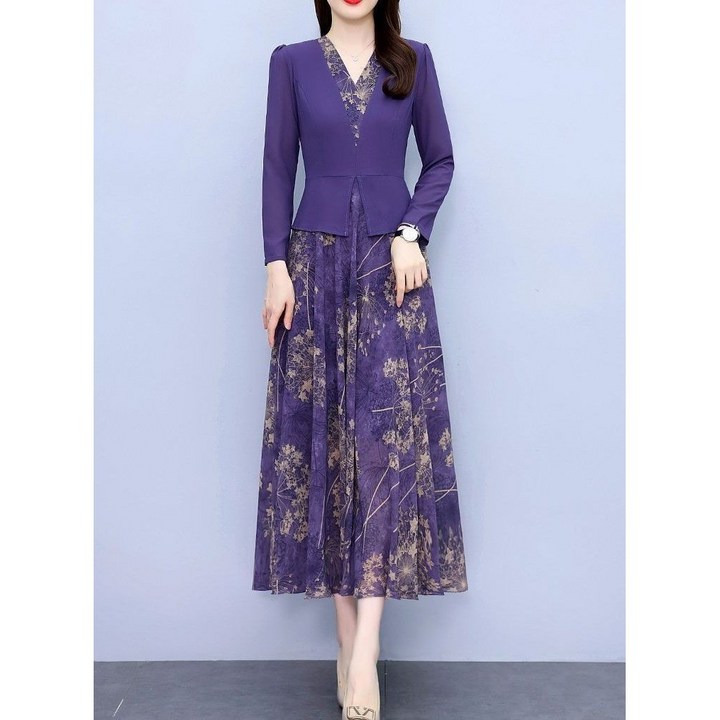 딜마켓 상해원피스  여성 고급스러운 롱 긴팔 원피스