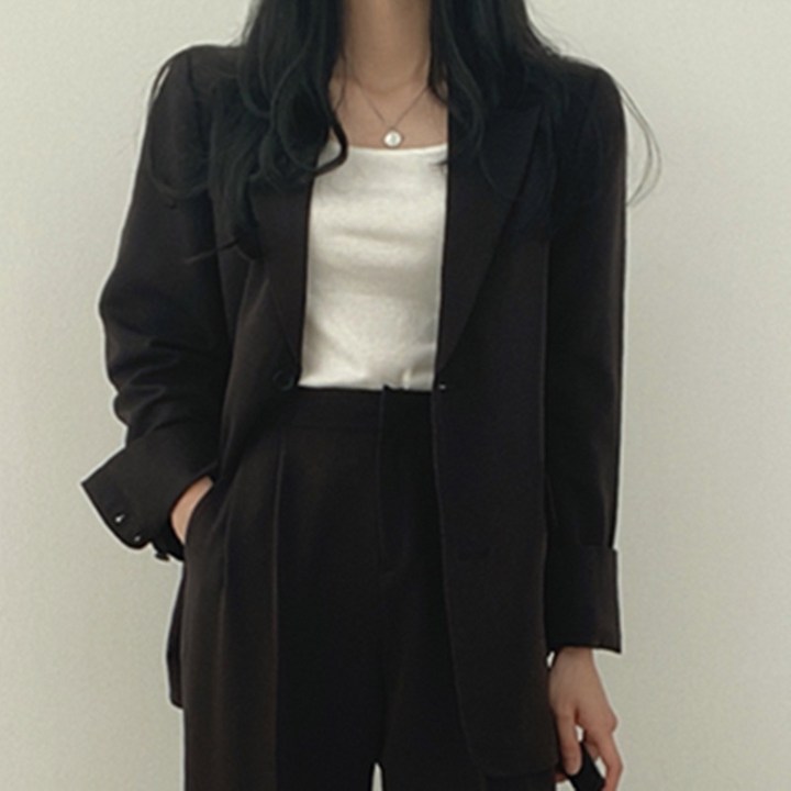 FANSYLI 봄 가을 정장 세트 패션 루즈 정장 재킷 와이드 팬츠 투피스 여성 고급 통근 정장 X2408A15
