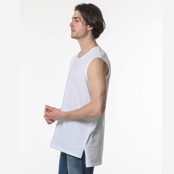레깅스레이어드티 남녀공용 레이어드 이너 오버핏 무지 라운드 민소매 티셔츠 S-4XL