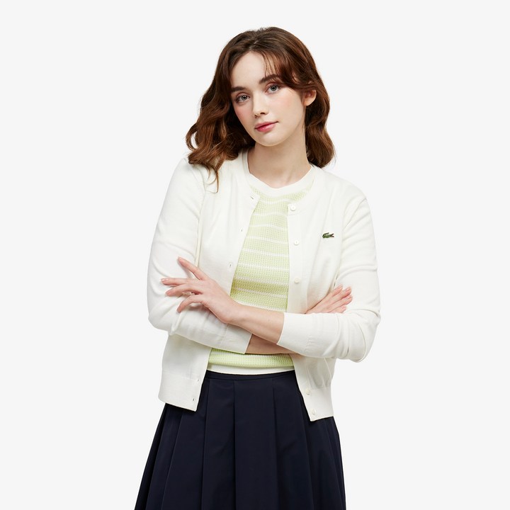 라코스테 공식 여성 베이직 크루넥 가디건 AF133E56G 70V