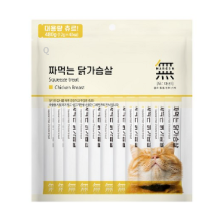 바우와우 무마진 짜먹는 고양이 간식, 닭가슴살 ( 츄르 ), 480g, 4개