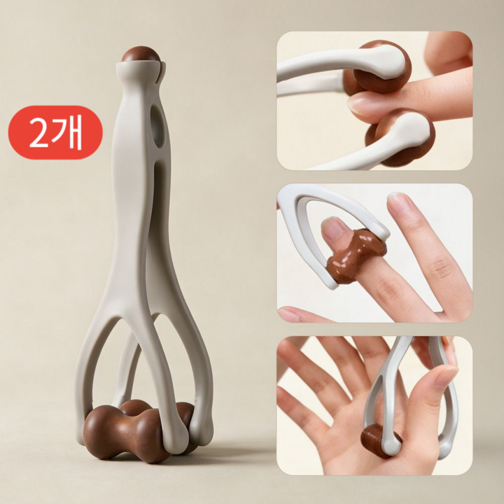 픽앤고 손가락 마사지기 360도 롤링 지압 원목 롤러