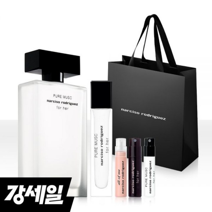 나르시소로드리게즈 단독연말선물세트 포 허 퓨어 머스크 30ml50ml 10ml 트래블 프레그런스 0.8ml 3종 구성