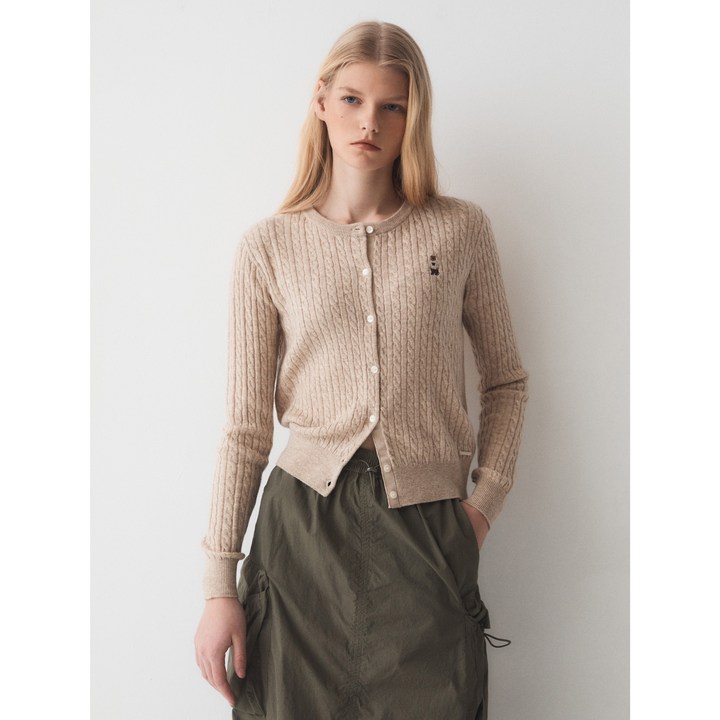 후아유 Steve High Gauge Wool Cable Cardigan WHCKE2325F