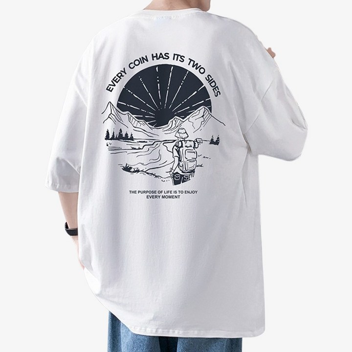 모던바이브 남자 오버핏 프린팅 반팔 티셔츠