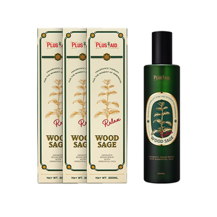 퍼스트플러스에이드 플러스에이드 룸스프레이 릴렉스 우드세이지 300ml 섬유 탈취제 본품, 300ml, 3개
