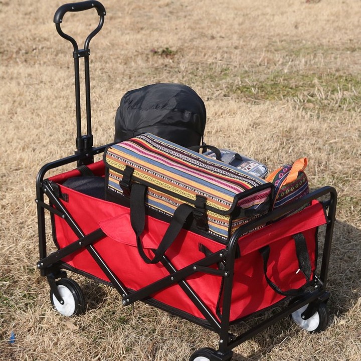 접이식 캠핑 웨건 핸드 카트 다용도 폴딩 수레, 1개, 블랙