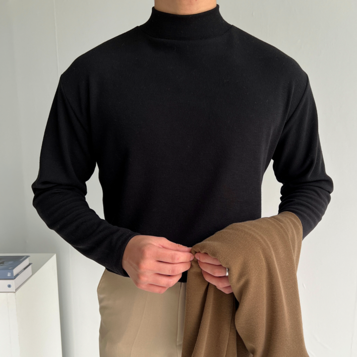 남자 기모 목폴라 티셔츠 겨울 목티 기모티 남성 폴라티 터틀넥 방한 기모 티셔츠 (3193-1)