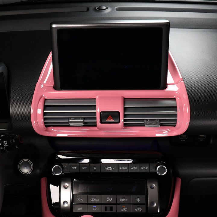 네비게이션피규어 유투카 캐스퍼 네비게이션 패널 커버 레드 핑크 카본 몰딩 튜닝 용품