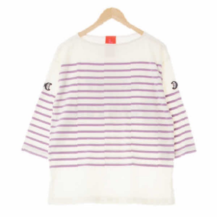 1946 럭키슈에뜨 화이트그레이시라일락 스트라이프 면 forever패치보트넥7부티 Free