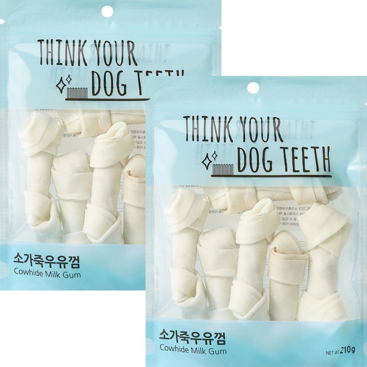 우유개껌 강아지 Think your dog teeth 소가죽우유껌 중형 210g 6p