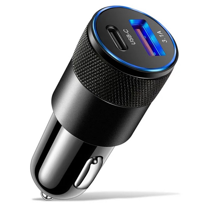 구스페리 38w 2포트 차량용 시거잭 고속 충전기 c타입  usb타입, 단일상품, 블랙