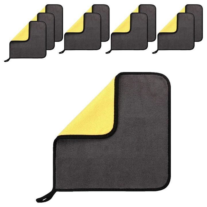 리브리카 차량용 극세사 세차 물기제거 양면 타월, 옐로우, 10개