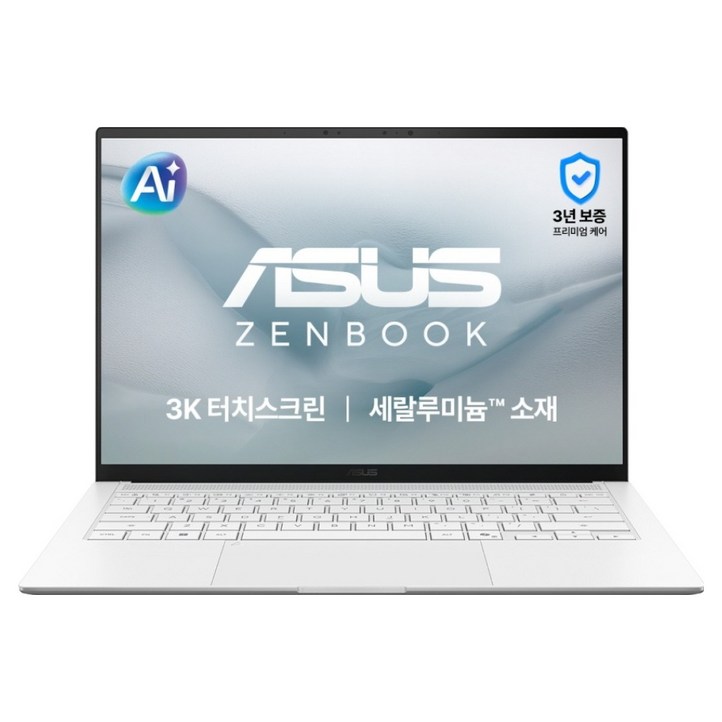 에이수스 2026 젠북 S 14 라이젠 AI 라이젠 AI 400 시리즈, 스칸디나비안 화이트, UM5406GA-SU172W, 512GB, 32GB, WIN11 Home
