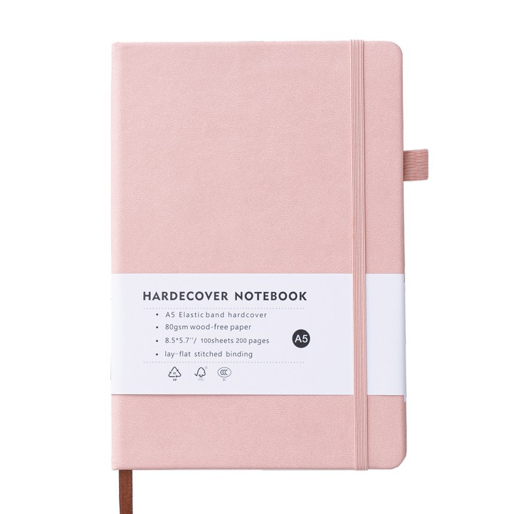 오가니코 A5 하드커버 스크랩 만년 다이어리, 베이비핑크, 1개