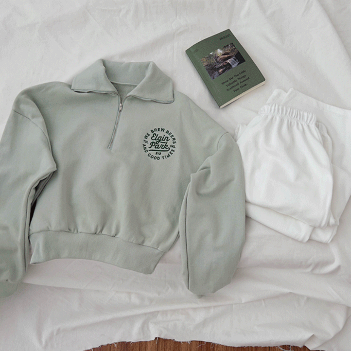 아이엠베스트 파크 써클 자수 반집업 맨투맨