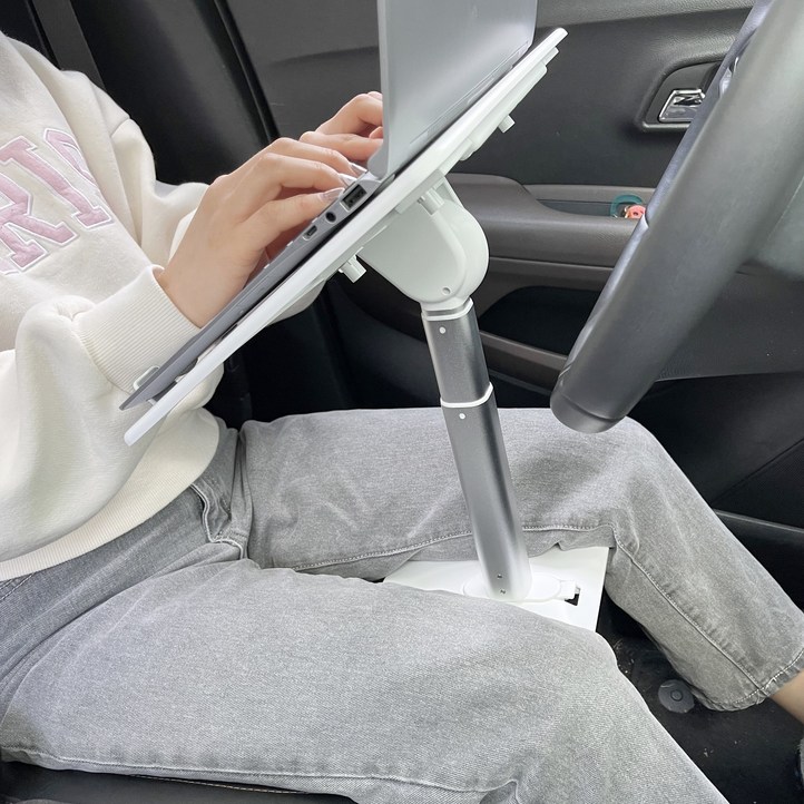 차량용 테이블 자동차 책상 운전석 조수석 뒷좌석 미니 테이블 노트북 독서대 태블릿 거치대, 화이트-높이조절옵션 - 투데이밈