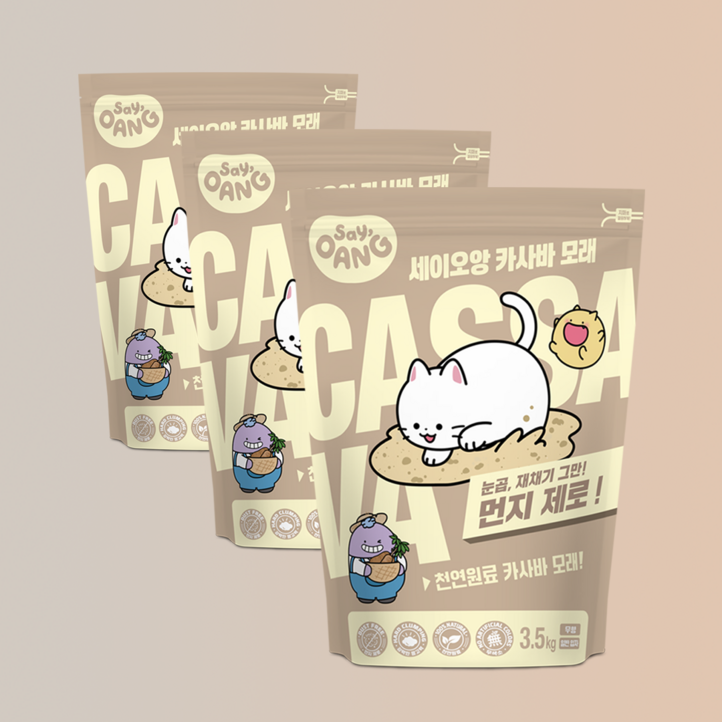 세이오앙 카사바 고양이 모래 3.5kg 3개입 10.5kg, 무향, 3개, 3.5kg