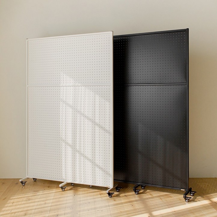 틴우드 타공판 철제 이동식 파티션 1200 스탠드 세트 1200×1800, 블랙