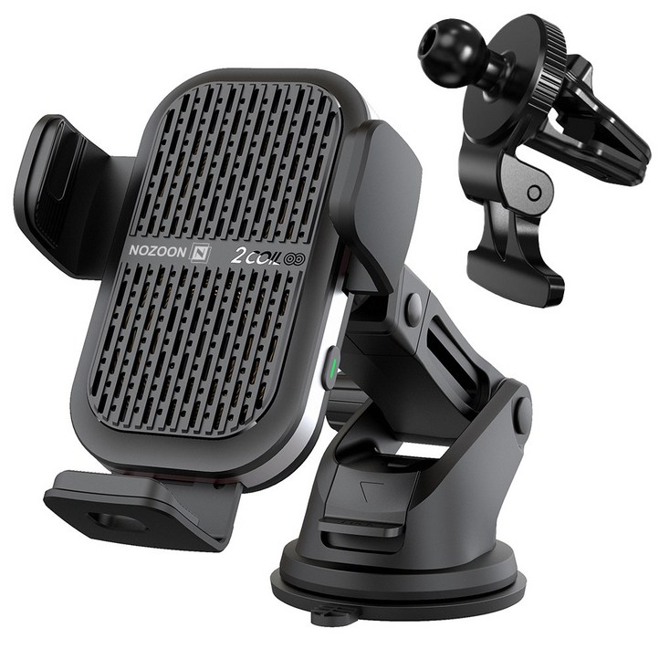 노존 차량용 고속 듀얼코일 쿨링팬 15W 무선충전 거치대 S25 Z플립6 호환
