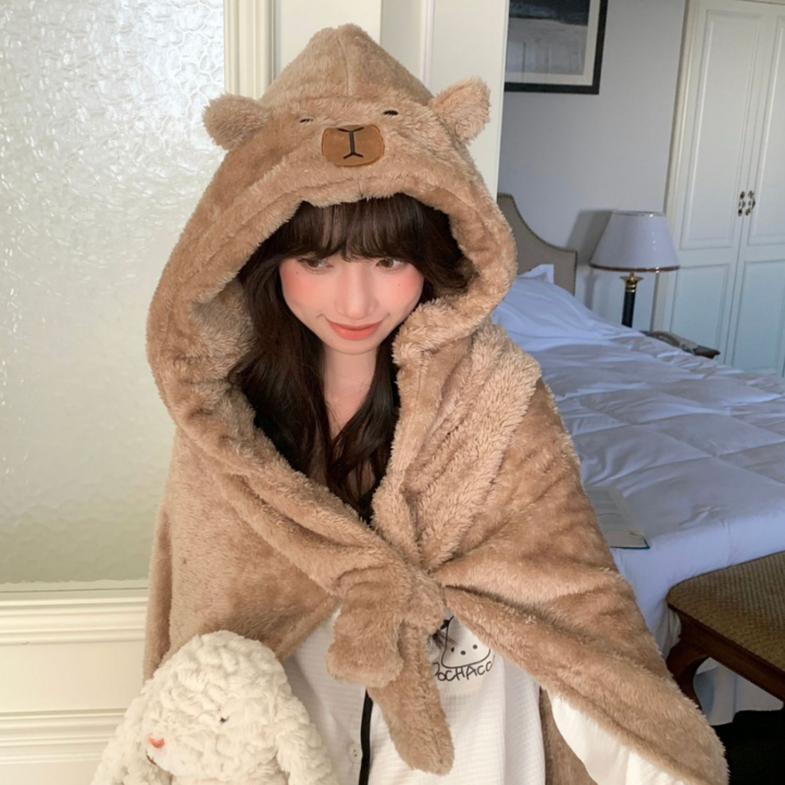 코지바라 입는담요 집순이 동물망토 극세사