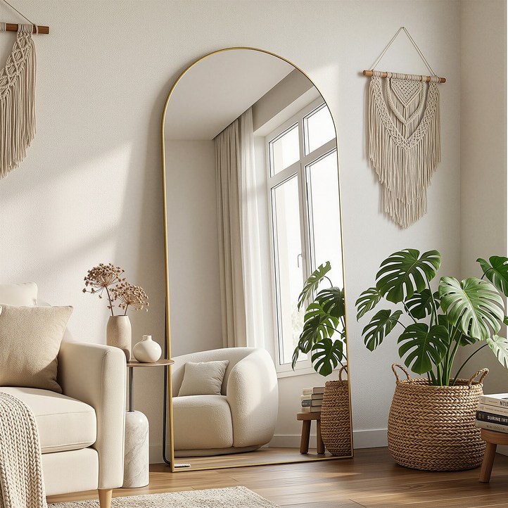 국내발송 당일출고 안토크 아치형 전신거울 대형거울 3in1 스탠드 벽걸이 거울 1780x800mm, 골드