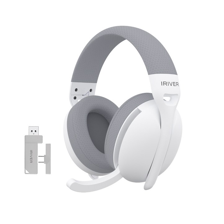 아이리버 초경량 노이즈캔슬링 가상7.1채널 유무선 게이밍 헤드셋 LightFit WGH3 C타입수신기, 화이트, WGH3