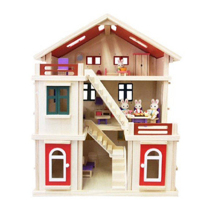일루와 래비 하우스 원목 인형의 집 장난감, 단일상품