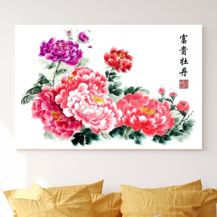모란꽃 목단꽃 돈들어오는 그림 한국화 캔버스액자 집들이선물 모란꽃 목단꽃 돈들어오는 그림 한국화 캔버스액자 집들이선물