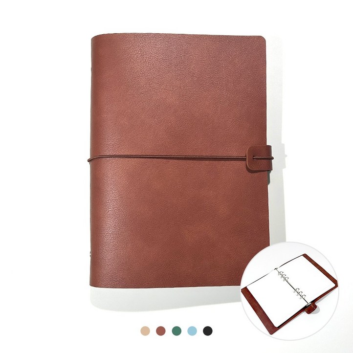 푸꾸푸꾸 빈티지 가죽 다이어리 업무 만년 바인더, 브라운