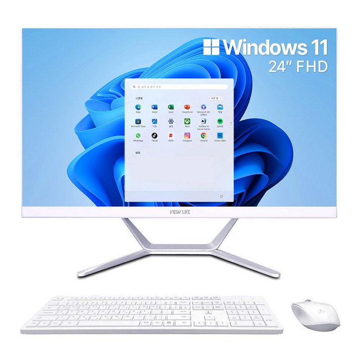 뷰라이프 24형 일체형PC N5095 정품 윈도우11 Pro 포함 무선키보드마우스 증정, 128GB, 8GB, 화이트, AP-D238-N5, WIN11 Pro