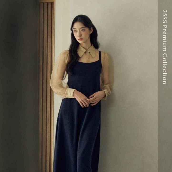 런칭 가격 179,900원 김서룡 25SS 실크캐시미어 100 뷔스티에 니트 원피스