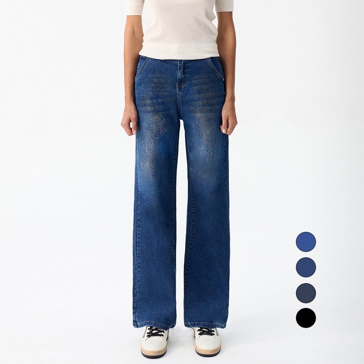 엘블로썸 여성 숏,기본,롱 스판 와이드 히든밴드 백포켓 청바지