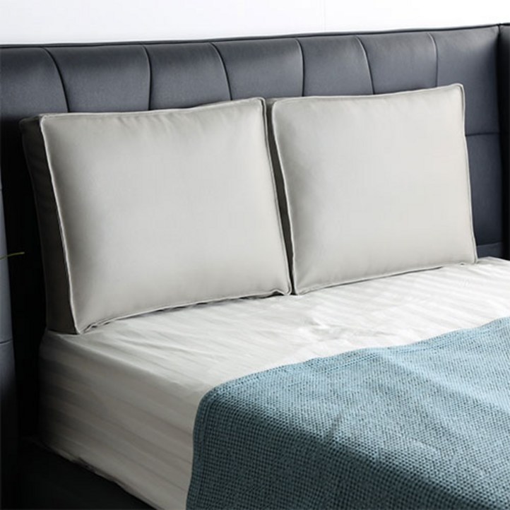 조브라운 가죽 대형 침대 쿠션 헤드 등받이 쿠션, 사각스티치형